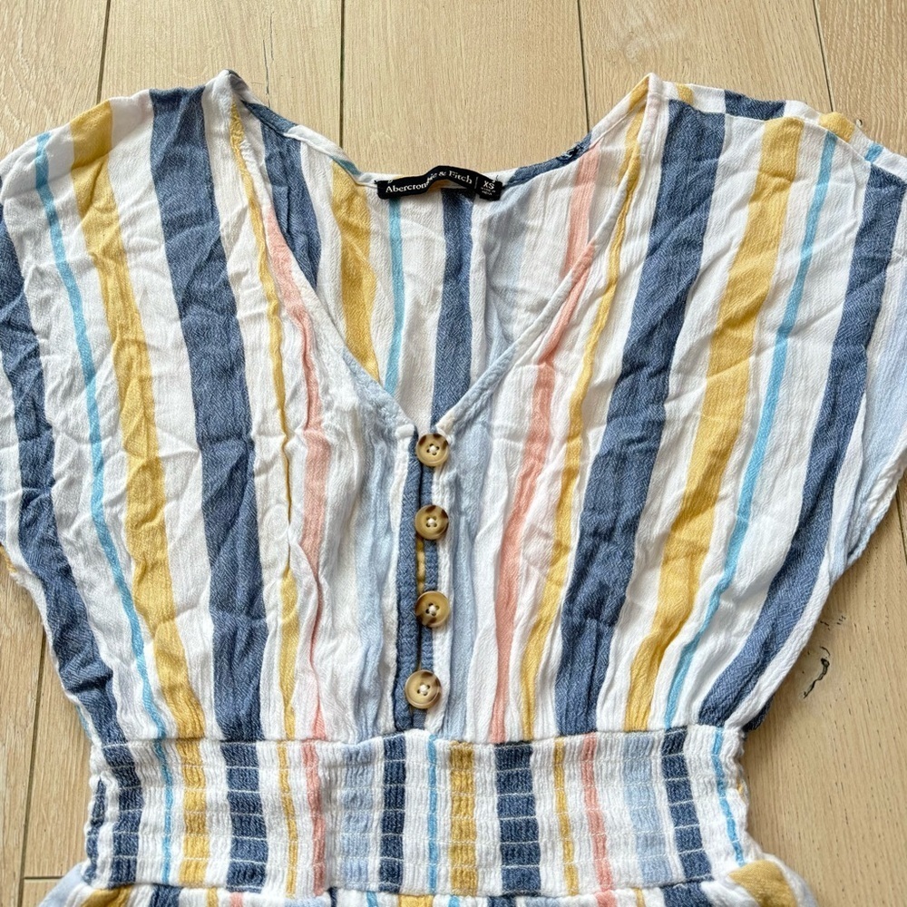 Abercrombie & Fitch Lined Stripe Romper in White Women’s Size XS - Picture 4 of 12
